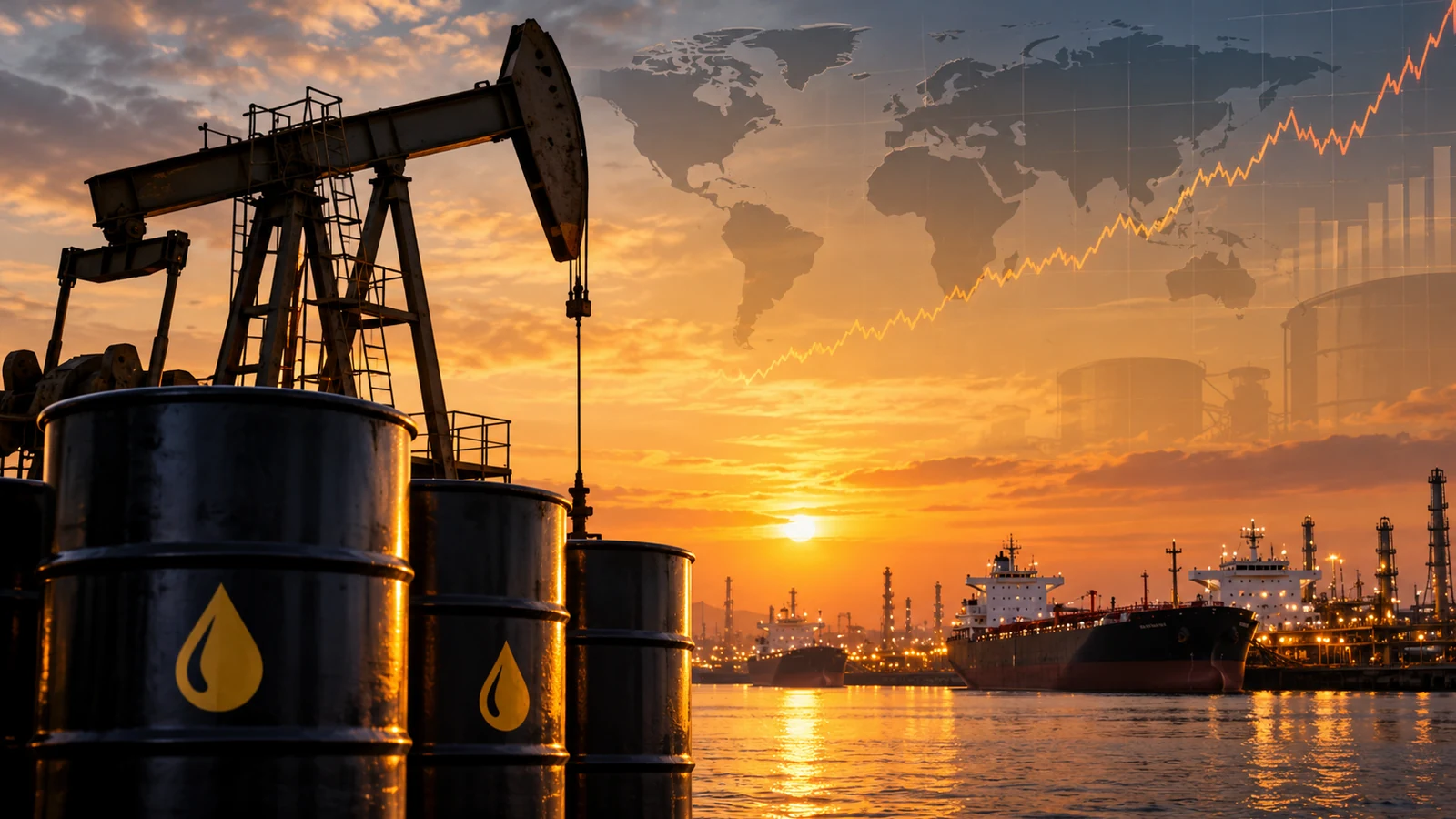 Global oil and gas supply infrastructure and international energy markets, illustrative image.