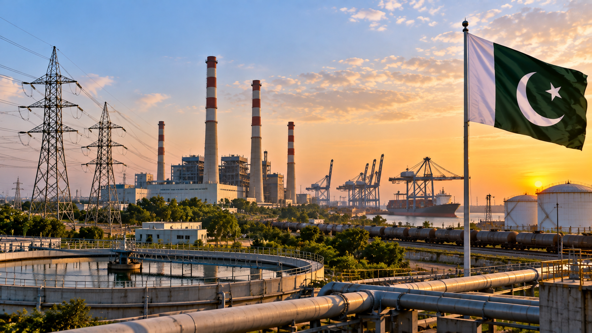 Pakistan Report illustration representing Pakistan's state-owned industrial, energy and infrastructure sectors