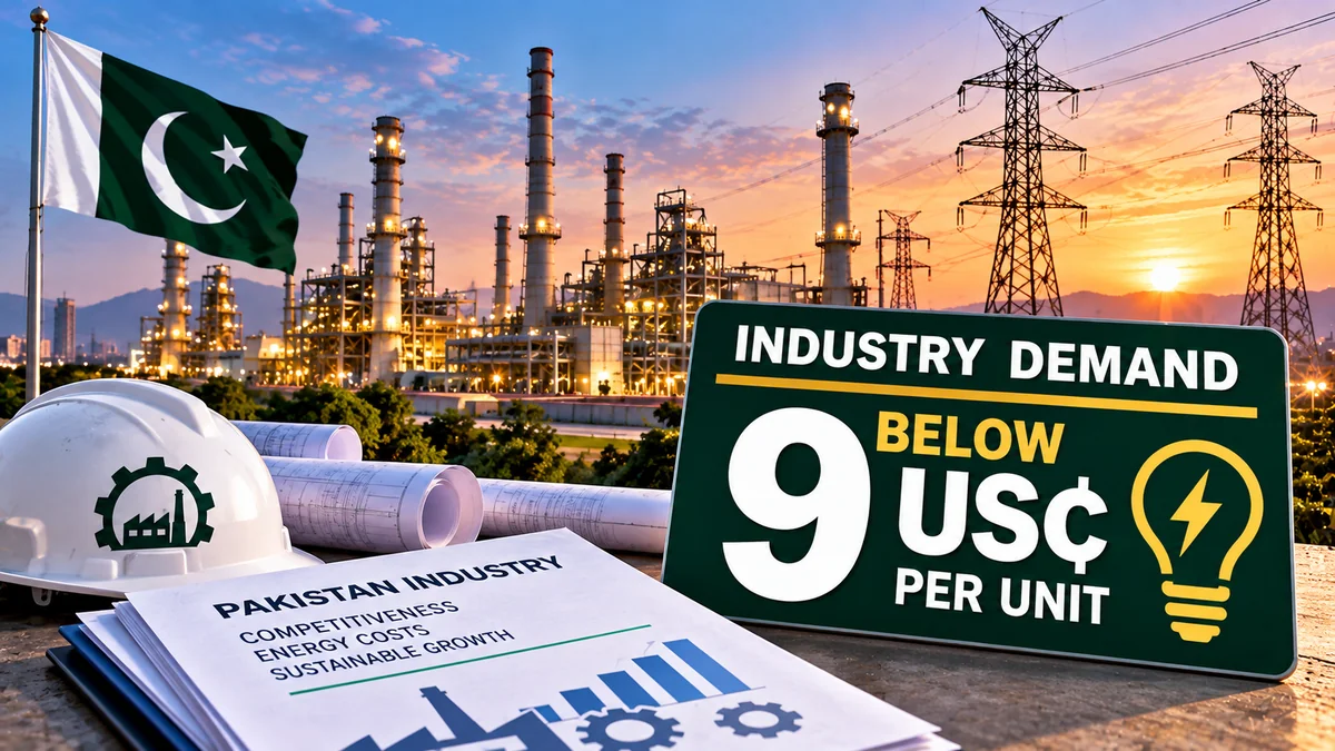 Illustration of industry demand for electricity tariff below nine US cents