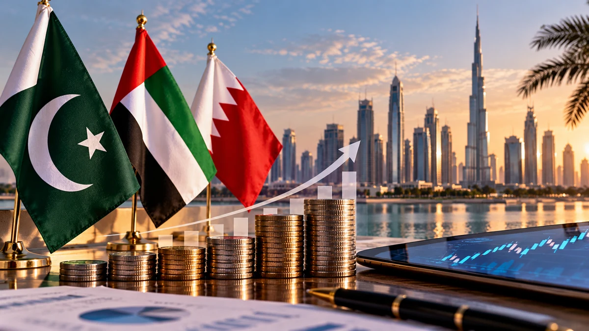 AI-generated Pakistan Report editorial illustration for Gulf Investors Put $129.8 Million Into Pakistan Bonds in 25 Days.