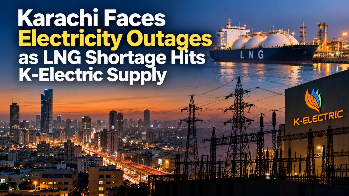 Illustration of Karachi power infrastructure amid LNG supply constraints