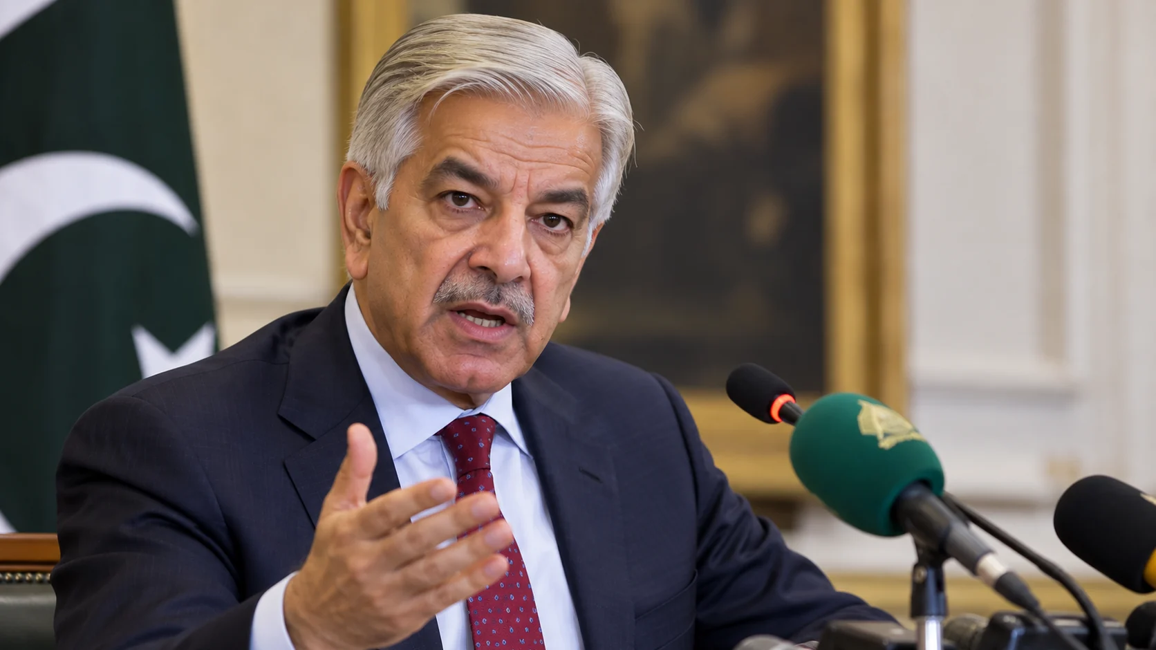 Editorial illustration accompanying Pakistan Report coverage of khawaja asif raises questions over senior bureaucrats planning to settle abroad.