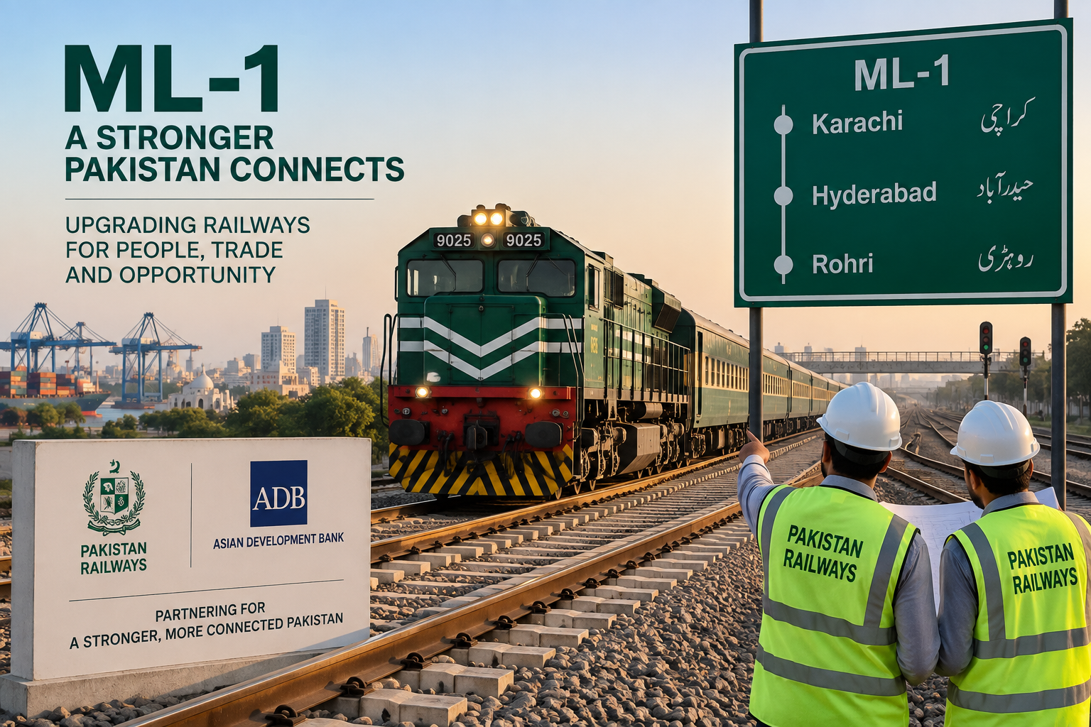 Pakistan Report illustration representing the planned ML-1 railway upgrade between Karachi and Rohri.