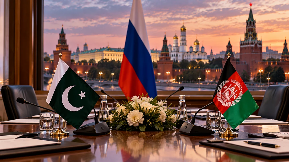 AI-generated Pakistan Report editorial illustration for Moscow Afghanistan Talks End Without Joint Statement After Pakistan-Afghanistan Disagreement.