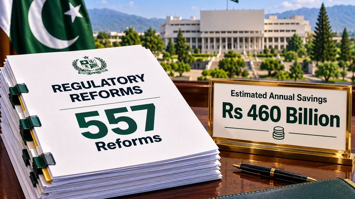 AI-generated Pakistan Report editorial illustration representing Pakistan’s regulatory reforms and estimated annual business savings.