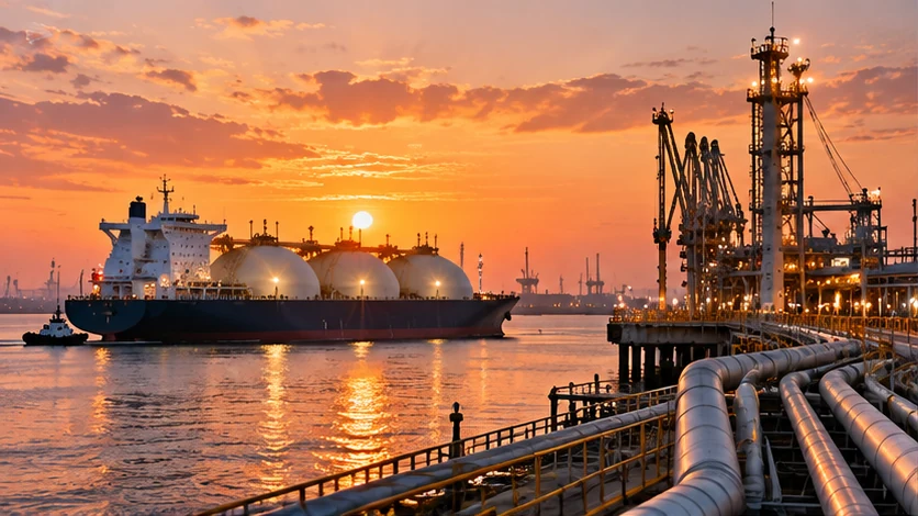 AI-generated editorial illustration related to pakistan receives first october lng cargo as engro terminal restarts; not a documentary photograph.