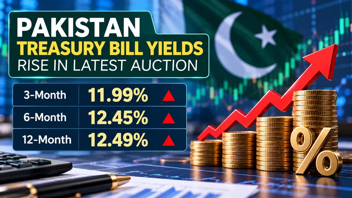 AI-generated Pakistan Report financial illustration representing higher Pakistan Treasury bill yields in the latest government securities auction.