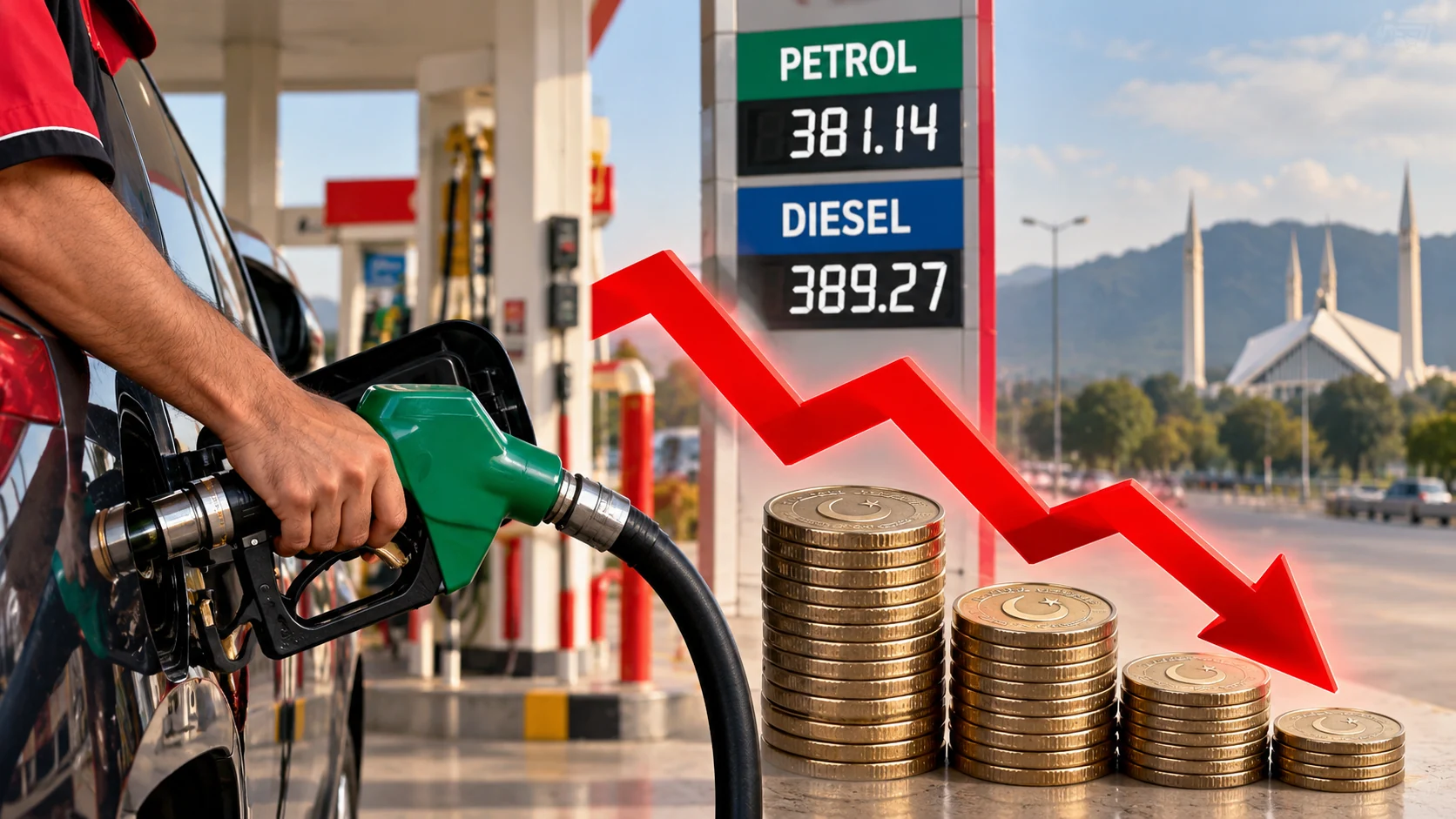 Editorial illustration relating to petrol diesel daily prices.