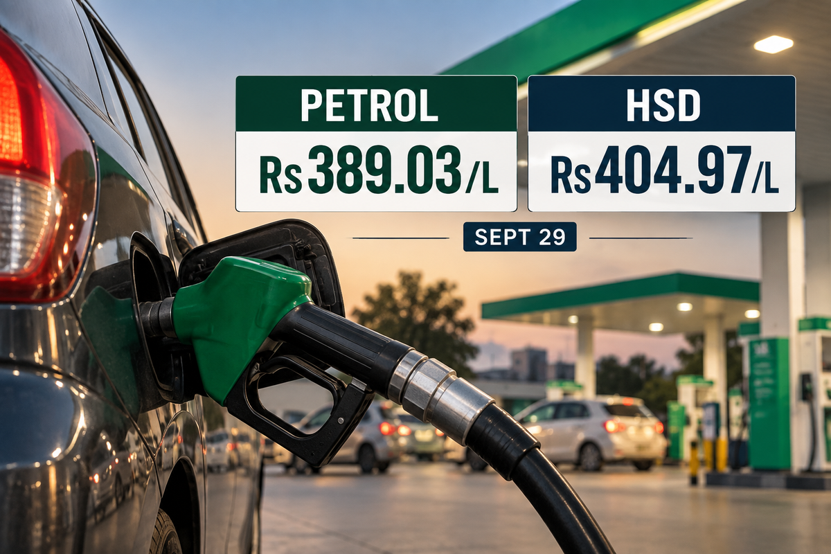 AI-generated Pakistan Report editorial illustration representing Pakistan's September 29 petrol and high-speed diesel price revision.