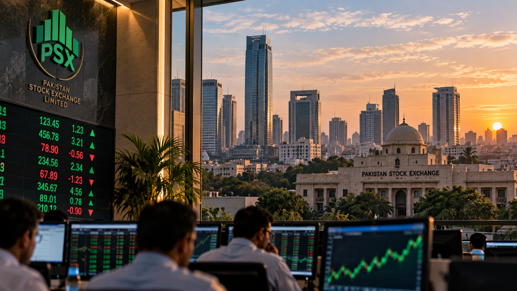 Illustration representing trading at the Pakistan Stock Exchange.