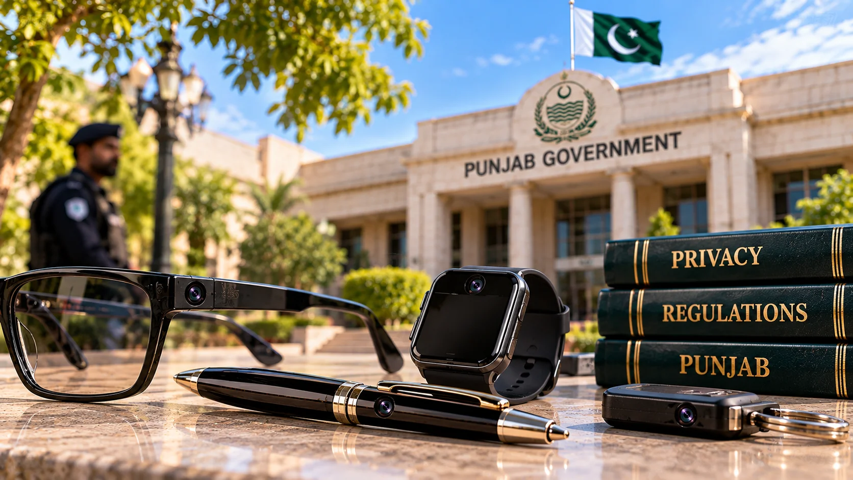 Editorial illustration about punjab plans ban on hidden-camera gadgets as privacy concerns grow.