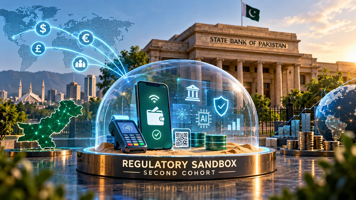 AI-generated Pakistan Report editorial illustration representing the State Bank of Pakistan’s second Regulatory Sandbox cohort for financial innovation.