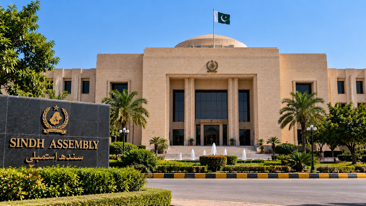 Pakistan Report illustration of the Sindh Assembly building in Karachi