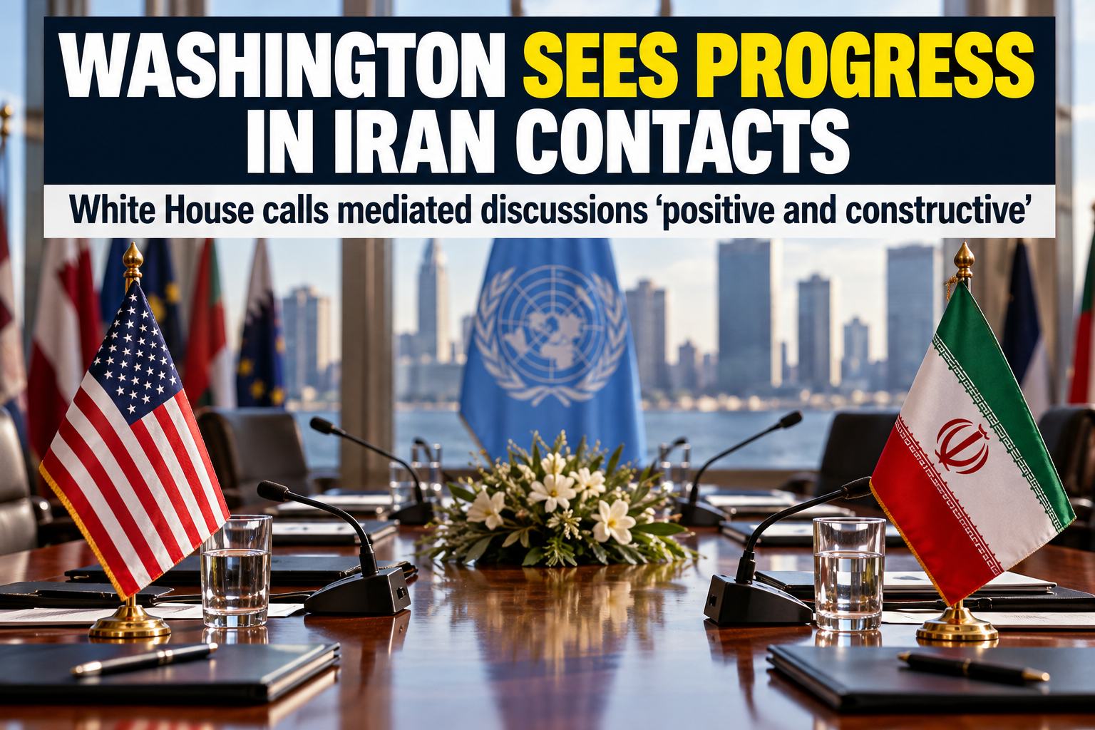 Pakistan Report editorial illustration representing mediated diplomatic contacts between the United States and Iran.