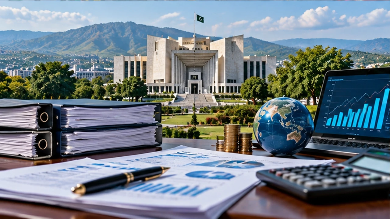 Pakistan Report illustration of government financial records and economic charts
